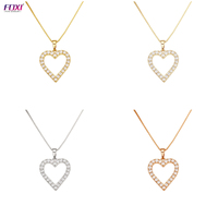 Bijoux à la mode, fabrication d'usine, collier en or plaqué rhodium pour amoureux, collier en cœur de couple