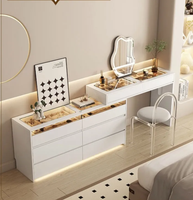 Table à langer moderne en bois massif haut de gamme avec miroir éclairé pour chambre principale avec deux boîtes à bijoux