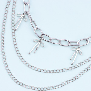 โซ่คาดเอวหลายชั้น โลหะรูปทรงเรขาคณิต ดีไซน์โบว์ฮิปฮอป สำหรับผู้หญิง กางเกงแฟชั่นลำลอง เครื่องประดับ - Product Image 4