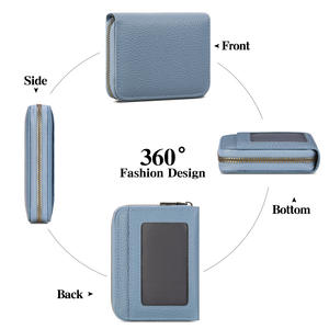 <span class=keywords><strong>Porte</strong></span>-cartes en microfibre à <span class=keywords><strong>fenêtre</strong></span> transparente créative, design décontracté multi-fentes pour cartes de visite, documents, clip portable - Product Image 4