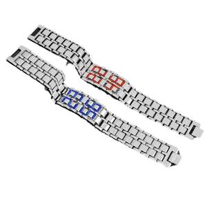 패션 LED 라바 합금 스테인리스 스틸 밴드 시계 한국 스타일 멋진 학생용 체인 캐주얼 남성용 야광 월드 타임 시계 - Product Image 5