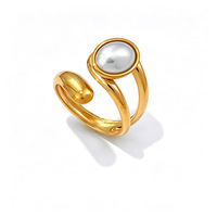 Bague personnalisée OEM en acier inoxydable plaqué or 18 carats avec turquoise naturelle, bague ouverte pour femmes, bijoux en gros