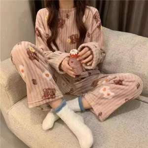 Pijamas de Forro Polar Coral para <span class=keywords><strong>Invierno</strong></span>, Suaves para la Piel, para Mujer, Nuevas, Holgadas, de Manga Larga, con Dibujos Animados, Casuales, de <span class=keywords><strong>Hello</strong></span> <span class=keywords><strong>Kitty</strong></span> - Product Image 6