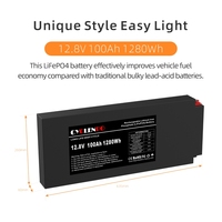 Batterie LiFePO4 Cyclenpo ultra-mince 12,8 V 50 Ah/100 Ah/150 Ah pour véhicules électriques/utilisation tout-terrain - Noir, garantie 4 ans, 6000