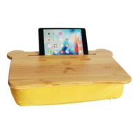 Support portable pour ordinateur portable avec tapis de souris et emplacement pour tablette, plateau de lit en bois grainé, support rembourré pour ordinateur portable pour le bureau à domicile