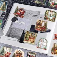 50 pegatinas impermeables transparentes de dibujos animados de escenas navideñas para mascotas, decoración DIY para fundas de teléfono, cuadernos, vasos y equipaje