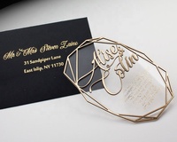 Invitations de mariage en acrylique transparent de luxe avec initiales en or personnalisées DIY avec boîte en papier faite à la main