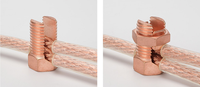 Conector de Perno Dividido de Latón, Abrazadera de Cable Paralela, Clasificación 6A/10A para Distribución de Energía y Conexiones de Tierra
