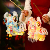 Lanterne LED 3D Danse du Lion à Main, Fonctionnant sur Piles, Lumière LED Intégrée, Certifiée CE, Idéale pour le Nouvel An et la Décoration de Fête