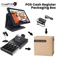 POS-терминал POS1618P ComPOSxb, 15-дюймовый POS-терминал, полный комплект, кассовый аппарат с чековым лотком 80 мм, Linux, гарантия 18 месяцев