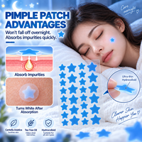 Patchs Hydrocolloïdes Anti-Acné Personnalisables (Logo OEM/ODM) à l'Arbre à Thé et Centella, Marque Privée, Patchs Anti-Boutons Bleus Fluorescents en Forme d'Étoile