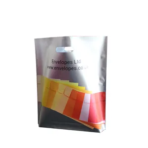 Bolsa de plástico de impresión personalizada con asa troquelada