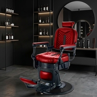 Fauteuil de Barbier Rétro MS pour Salon de Coiffure, Design Tête d'Homme, Durable, Réglable en Hauteur, Inclinable pour Hôtels