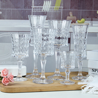 Ensemble de verres à vin et à champagne en cristal transparent vintage à motif diamant, gobelets à vin rouge gravés, verres à eau pour la décoration de mariage
