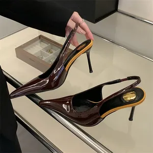 <span class=keywords><strong>Zapatos</strong></span> de Tacón Alto Elegantes para <span class=keywords><strong>Mujer</strong></span>, Diseño de Punta Puntiaguda, <span class=keywords><strong>Charol</strong></span>, Color Sólido, <span class=keywords><strong>Zapatos</strong></span> de Tacón Delgado para Boda - Product Image 1