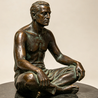 Célèbre sculpture en bronze antique sur mesure, grandeur nature, homme assis