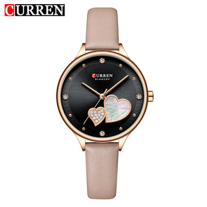 Curren 9077 Luxury Fashion Women's Watch Leather Strap Crystal Waterproof Quartz Movement Stainless Steel <b>Case</b> 3BAR Water - Product Image 3