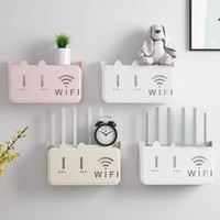 Boîte de rangement pour routeur GREENSIDE en plastique sur le thème du chat, pour bureau, salon, empilable, design moderne minimaliste, adhésive, murale