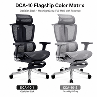 Chaise de bureau ergonomique moderne à dossier haut en maille, double soutien lombaire, accoudoirs 3D réglables, base étoile à cinq branches, pivotant à 360 degrés pour