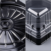 Boîte à pâtisserie, chocolat, bonbons, biscuits, carrée ou ronde, faite à la main, avec couvercle transparent en plastique PET écologique, best-seller, 166 mm, 211x211x33 mm