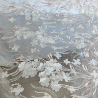 Nappe élégante en broderie florale bleu clair |   Housse de table ronde de luxe sur mesure pour mariage et banquet