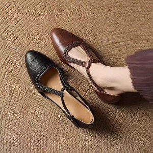 Sandalias de Plataforma con Tacón Bajo para Mujer, Estilo Slip-On, Tacones Gruesos, Diseño Vintage Francés con Parches, Punta en Pico, Zapatos para Primavera/Verano - Product Image 3
