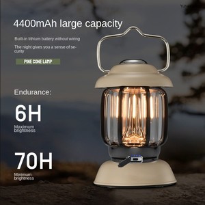Lampe de camping d'extérieur, design rétro de cheval, lampe de tente LED, mini portable, indice de protection IP44, intensité réglable, garantie de 2 ans - Product Image 3
