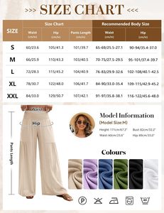 Pantaloni Larghi da <span class=keywords><strong>Donna</strong></span> in Cotone e <span class=keywords><strong>Lino</strong></span> a Vita Alta con Elastico e Coulisse, Vestibilità Ampia, Lunghezza Intera, con Tasche, per l'Estate e il Tempo Libero - Product Image 4