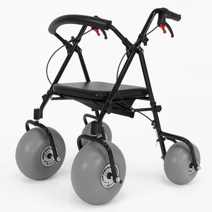 Strandrollstuhl Gehhilfe für den Strand für Erwachsene mit Sitz Arbeitssparende Laufrollen Reha-Hilfsmittel Faltbar und Leicht - Product Image 1