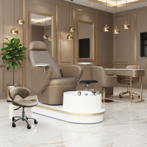 Fauteuil de manucure et pédicure spa doré avec <span class=keywords><strong>bassin</strong></span> <span class=keywords><strong>pour</strong></span> les pieds, <span class=keywords><strong>pompe</strong></span> de vidange sans tuyau, mobilier de salon de manucure moderne, vente en gros à prix abordable - Product Image 1
