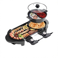 Gril coréen électrique sans fumée, combo barbecue et hot-pot/poêle à poisson, plaque de cuisson multifonction pour usage domestique, 2200W, haute efficacité énergétique