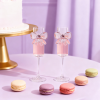 Gobelet en verre transparent à large nœud rose de luxe léger, résistant à la chaleur, en borosilicate élevé, pour boissons froides à domicile, fournisseur