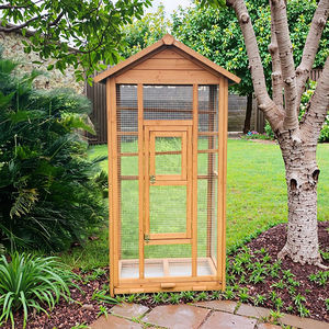 SDB002 Gabbie per l'allevamento di uccelli in legno naturali ed ecologiche di grandi dimensioni per piccioni, pappagalli e quaglie con tetto a due falde, voliera da esterno - Product Image 5