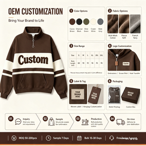 <span class=keywords><strong>Felpa</strong></span> Personalizzata con Zip a 1/4 e Collo Alto, <span class=keywords><strong>Felpa</strong></span> con Zip e Inserti a Contrasto Oversize con Ricamo a Spugna da <span class=keywords><strong>Donna</strong></span> <span class=keywords><strong>Senza</strong></span> <span class=keywords><strong>Cappuccio</strong></span> - Product Image 3