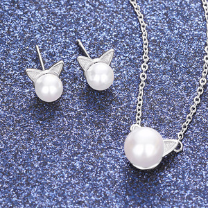 Set di Gioielli con Orecchie di Gatto, Collana e Orecchini, Accessori Eleganti per Uso Quotidiano - Product Image 1