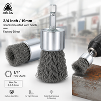 Brosse métallique en acier au carbone de 3/4 pouce / 19 mm avec tige hexagonale de 1/4 pour le décapage de la rouille et le nettoyage en profondeur, Fournisseur importateur