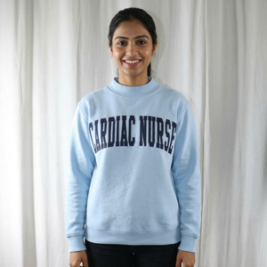 CARDIAC NURSE Hooded Sweatshirt 100% Cotton Winter <b>NAVY</b> BLUE Applique Embroidery URBAN PRODUCTIONS - Product Image 1