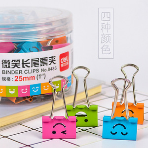 Deli Smiling Long Binder Clip 25mm Mixed Colors Cute Design <b>Document</b> Clip - Product Image 2