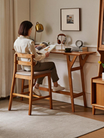 Chaise de bar moderne en bois massif pour la maison, tabouret haut avec siège en cuir PU et dossier durable pour appartement et hôtel
