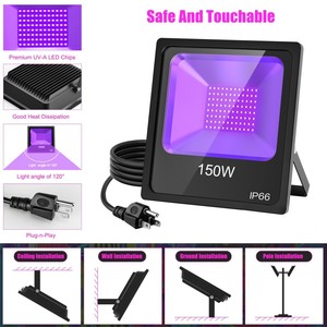 Luz LED Negra de 150W, Proyector LED para Exteriores, Jardín, Iluminación - Product Image 5