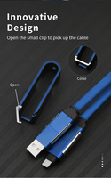 Producto en Tendencia 2026, Cable de Carga Rápida Multifunción 4 en 1 PD 60W con Diseño de Abrebotellas, Cable Cargador USB 4 en 1