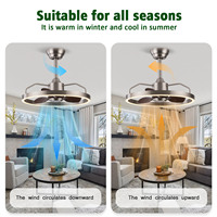 Ventilateur de plafond moderne avec lumière LED, moteur DC, variateur d'intensité, pales cachées, Fandelier