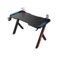 Usine en gros 120cm noir ergonomique PC bureau d'ordinateur en Fiber de carbone ESports nouveau bureau de jeu avec porte-gobelet LED matériau métallique