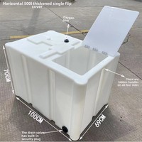 Couvercle mobile carré horizontal boîte de pêche Tendon de boeuf voiture seau à poisson Flip-Top stockage d'aquaculture en plastique Durable