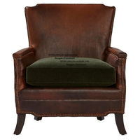 Fauteuil de lecture en cuir et bois capitonné de couleur brun foncé, taille king size, pour la maison, pour le salon, pour le loisir