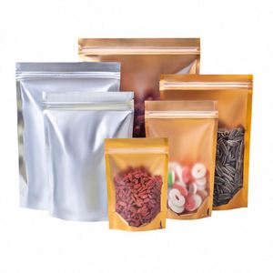 Bolsas de Embalaje de Té de Color Dorado con Cierre de Cremallera y Fondo Plano de Papel de Aluminio Impresas con Logotipo Personalizado, Bolsas para Granos de Café de 18x26 cm, Paquete Promocional - Product Image 2
