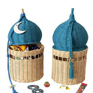 Artisanal Dome Shaped Clothing Organizer Handmade Seagrass Woven Bohemian Style Lightweight Eco-Friendly 10-<b>20L</b> Capacity for Eid - Product Image 1
