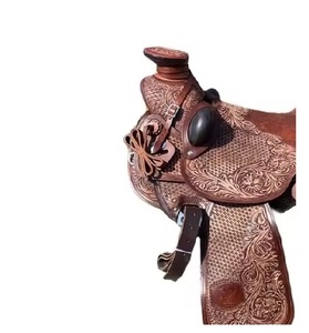 Directement du fabricant Tailles personnalisées Siège dur usiné floral en cuir marron lisse Selles d'arbre Wade à grande corne Western - Product Image 2
