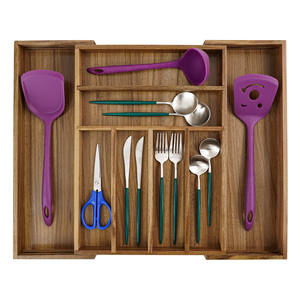 Acacia Expandable Utensil <b>Organizer</b> Flatware Storage Silverware Holder <b>Drawer</b> Tray Bamboo <b>Kitchen</b> Silverware <b>Organizer</b> <b>Drawer</b> - Product Image 1