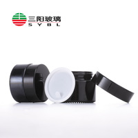 20g 30g 50g Pot de crème oculaire en verre noir Récipient cosmétique vide avec couvercle noir pour cosmétiques en stock
